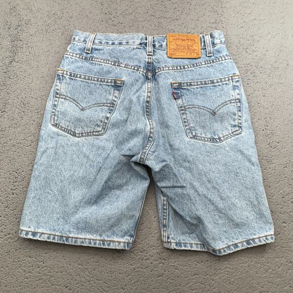 VINTAGE Levis 505 Shorts Men 31 Blue Denim Red‎ Tab 90s Raw Jorts Batwing Y2K - Picture 7 of 12